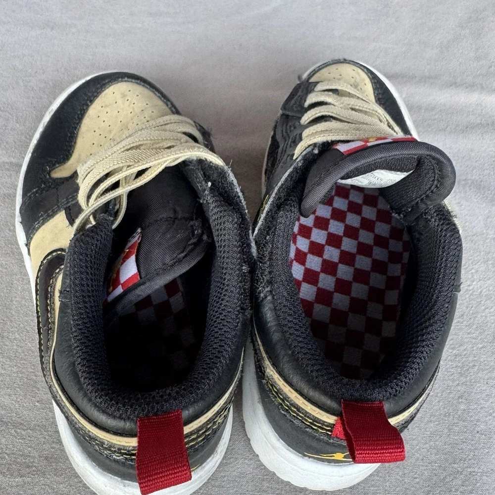 Size 12c - Jordan Air‎ Jordan 1 Low Kids Black/Tan Leather Sneakers HQ2015-200